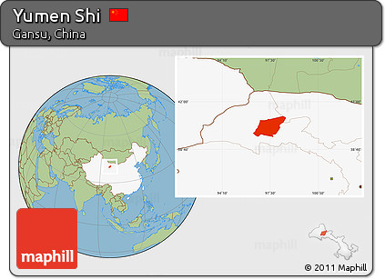 Savanna Style Location Map of Yumen Shi, highlighted country