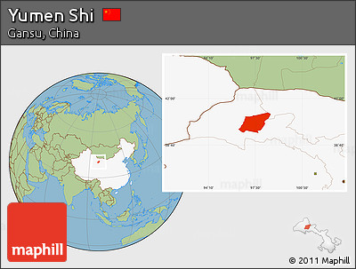 Savanna Style Location Map of Yumen Shi, highlighted country