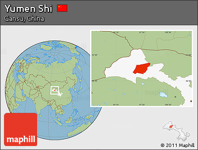 Savanna Style Location Map of Yumen Shi, highlighted parent region