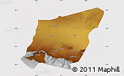 Physical Map of Yumen Shi, cropped outside