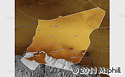 Physical Map of Yumen Shi, darken