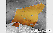 Physical Map of Yumen Shi, desaturated