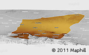 Physical Panoramic Map of Yumen Shi, lighten, desaturated