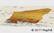 Physical Panoramic Map of Yumen Shi, shaded relief outside