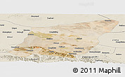 Satellite Panoramic Map of Yumen Shi, shaded relief outside