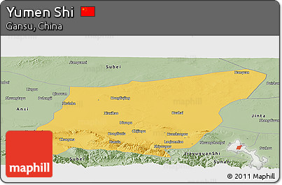 Savanna Style Panoramic Map of Yumen Shi