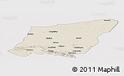 Shaded Relief Panoramic Map of Yumen Shi, cropped outside