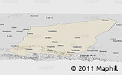 Shaded Relief Panoramic Map of Yumen Shi, desaturated