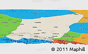 Shaded Relief Panoramic Map of Yumen Shi, political outside