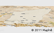 Shaded Relief Panoramic Map of Yumen Shi, satellite outside