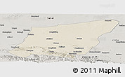 Shaded Relief Panoramic Map of Yumen Shi, semi-desaturated