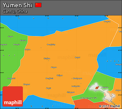 Political Simple Map of Yumen Shi