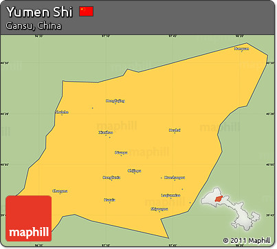 Savanna Style Simple Map of Yumen Shi, cropped outside