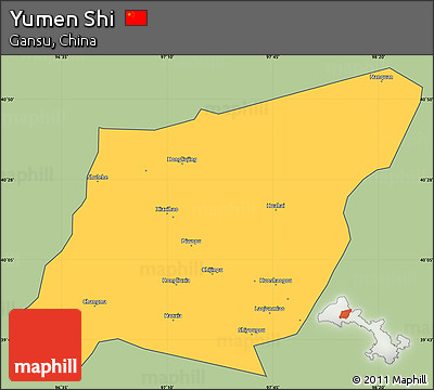 Savanna Style Simple Map of Yumen Shi, cropped outside