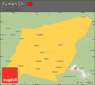 Savanna Style Simple Map of Yumen Shi