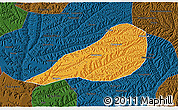 Political 3D Map of Zhengning, darken