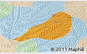 Political 3D Map of Zhengning, lighten