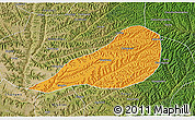 Political 3D Map of Zhengning, satellite outside