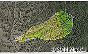 Satellite 3D Map of Zhengning, darken, semi-desaturated