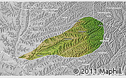Satellite 3D Map of Zhengning, lighten, desaturated