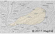 Shaded Relief 3D Map of Zhengning, desaturated