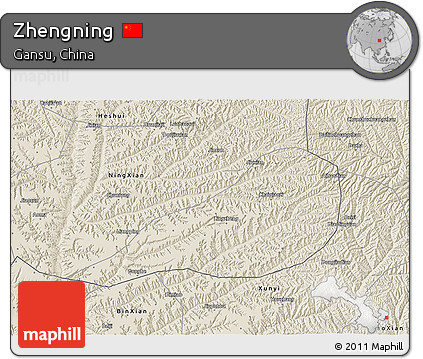 Shaded Relief 3D Map of Zhengning