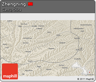 Shaded Relief 3D Map of Zhengning