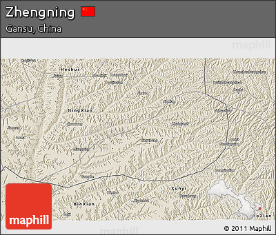 Shaded Relief 3D Map of Zhengning