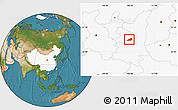 Satellite Location Map of Zhengning, highlighted country