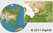 Satellite Location Map of Zhengning, highlighted parent region