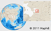 Shaded Relief Location Map of Zhengning, highlighted parent region