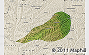 Satellite Map of Zhengning, shaded relief outside