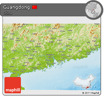 Physical 3D Map of Guangdong
