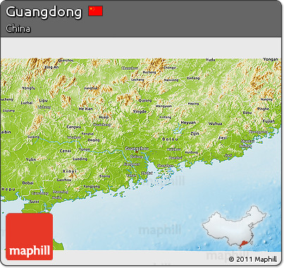 Physical 3D Map of Guangdong