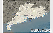 Shaded Relief 3D Map of Guangdong, darken