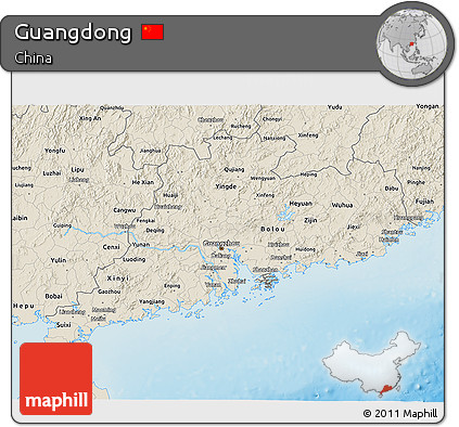 Shaded Relief 3D Map of Guangdong