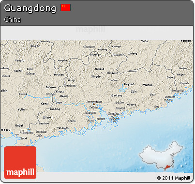 Shaded Relief 3D Map of Guangdong
