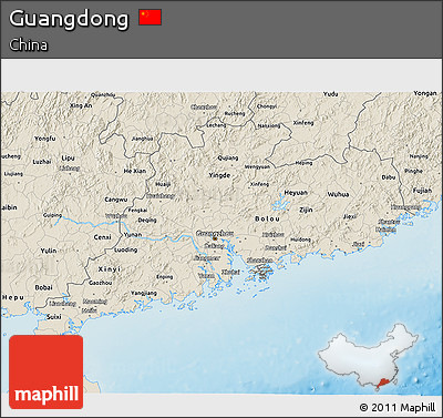 Shaded Relief 3D Map of Guangdong