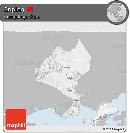 Gray 3D Map of Enping, single color outside