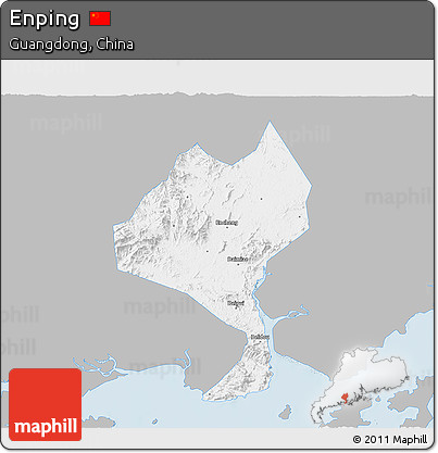 Gray 3D Map of Enping, single color outside