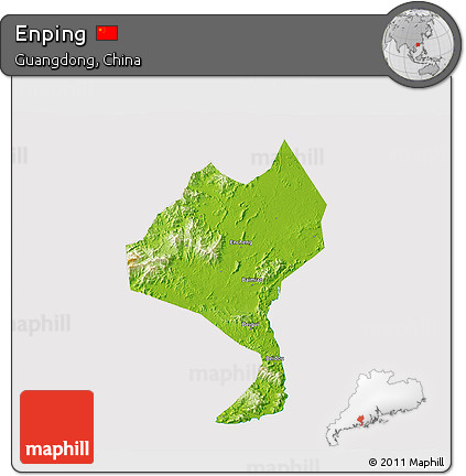 Physical 3D Map of Enping, cropped outside