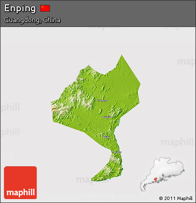 Physical 3D Map of Enping, cropped outside