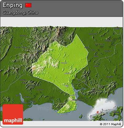 Physical 3D Map of Enping, darken
