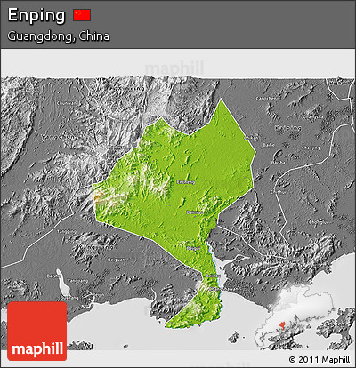 Physical 3D Map of Enping, desaturated