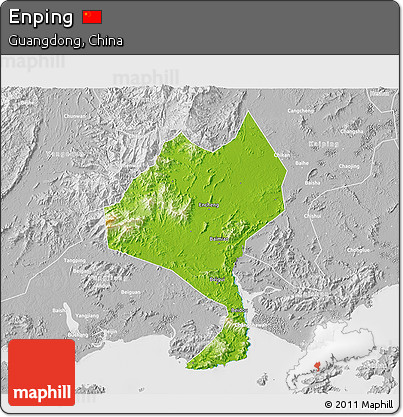 Physical 3D Map of Enping, lighten, desaturated