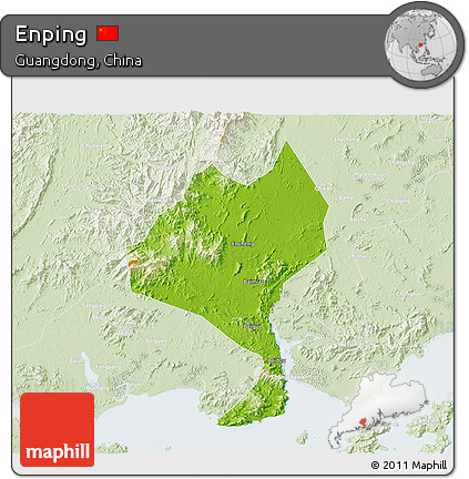 Physical 3D Map of Enping, lighten