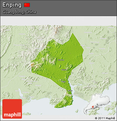 Physical 3D Map of Enping, lighten