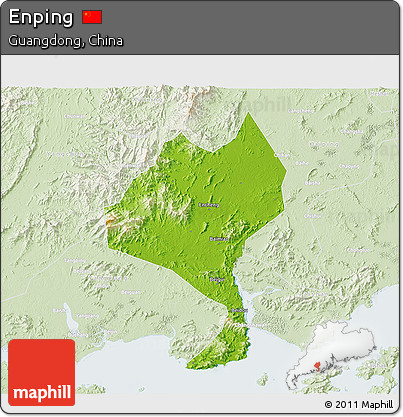 Physical 3D Map of Enping, lighten
