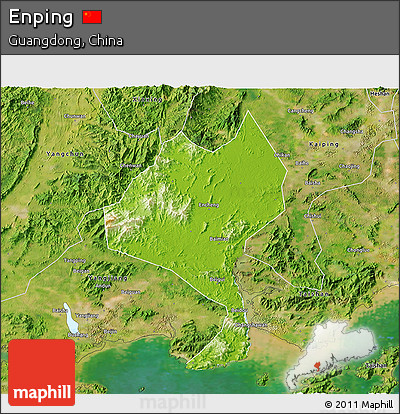 Physical 3D Map of Enping, satellite outside