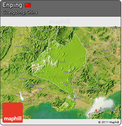 Physical 3D Map of Enping, satellite outside